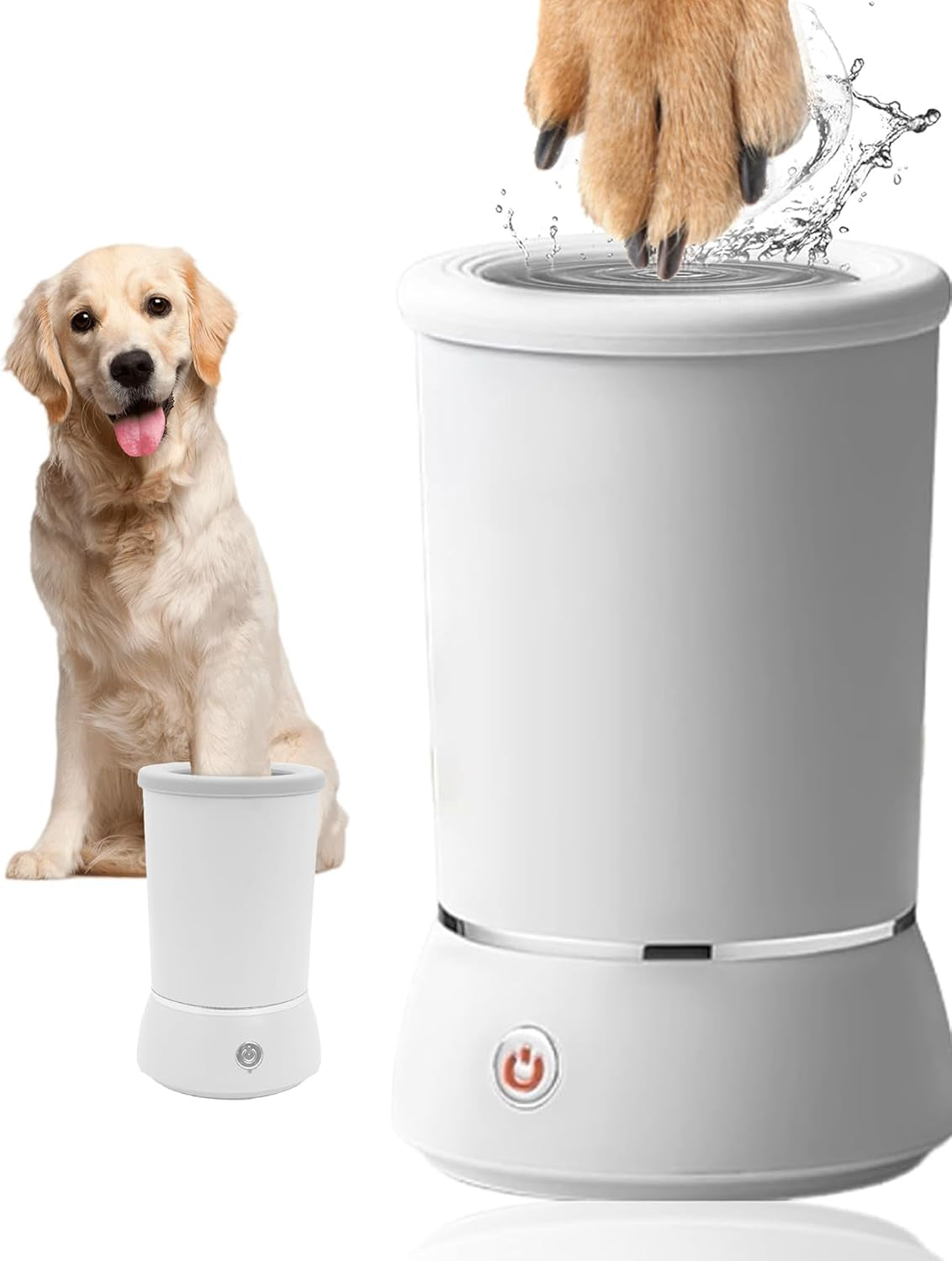Automatic Electric Dog Paw Cleaner and Massager with Dual Speed, USB Rechargeable Pet Foot Washer for Small to Medium Dogs and Cats (White)