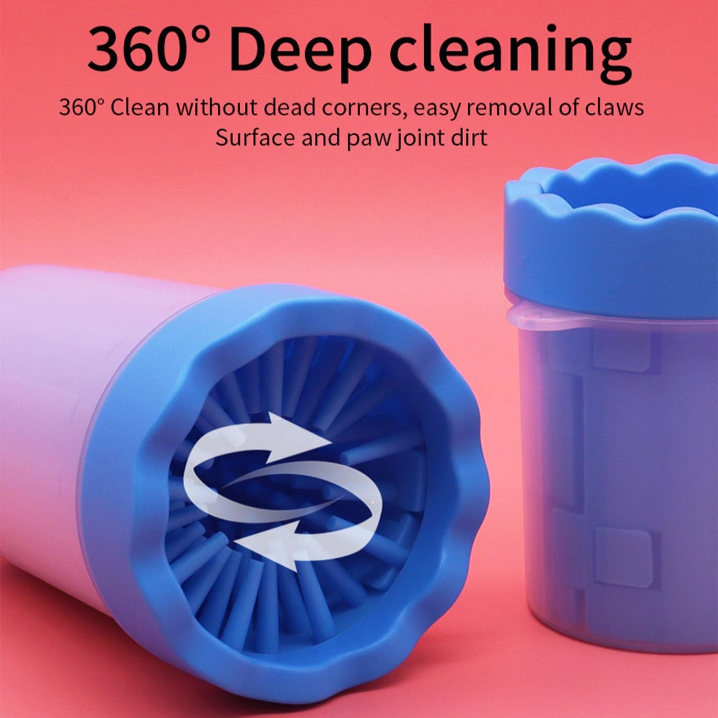 Pet Paw Cleaner and Washer - Portable Foot Cleaning Cup for Dogs and Cats of All Breeds (Includes Towel and Brush) - Blue