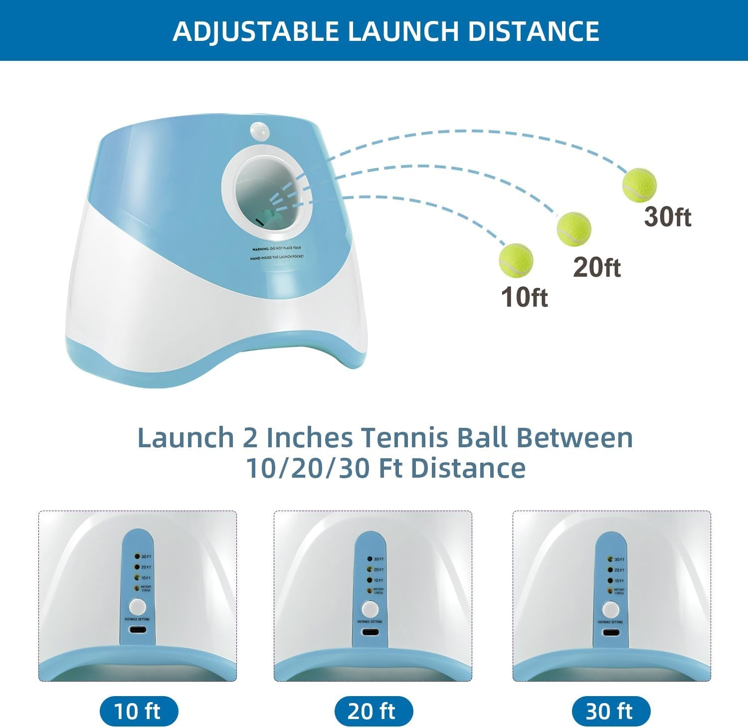 Automatic Ball Launcher for Dogs with 12 Pcs 2 Inch Tennis Balls,Thrower Distance 20-45Ft,Interacive Dog Toys for Indoor/Outdoor for Small or Medium Dogs (Blue)