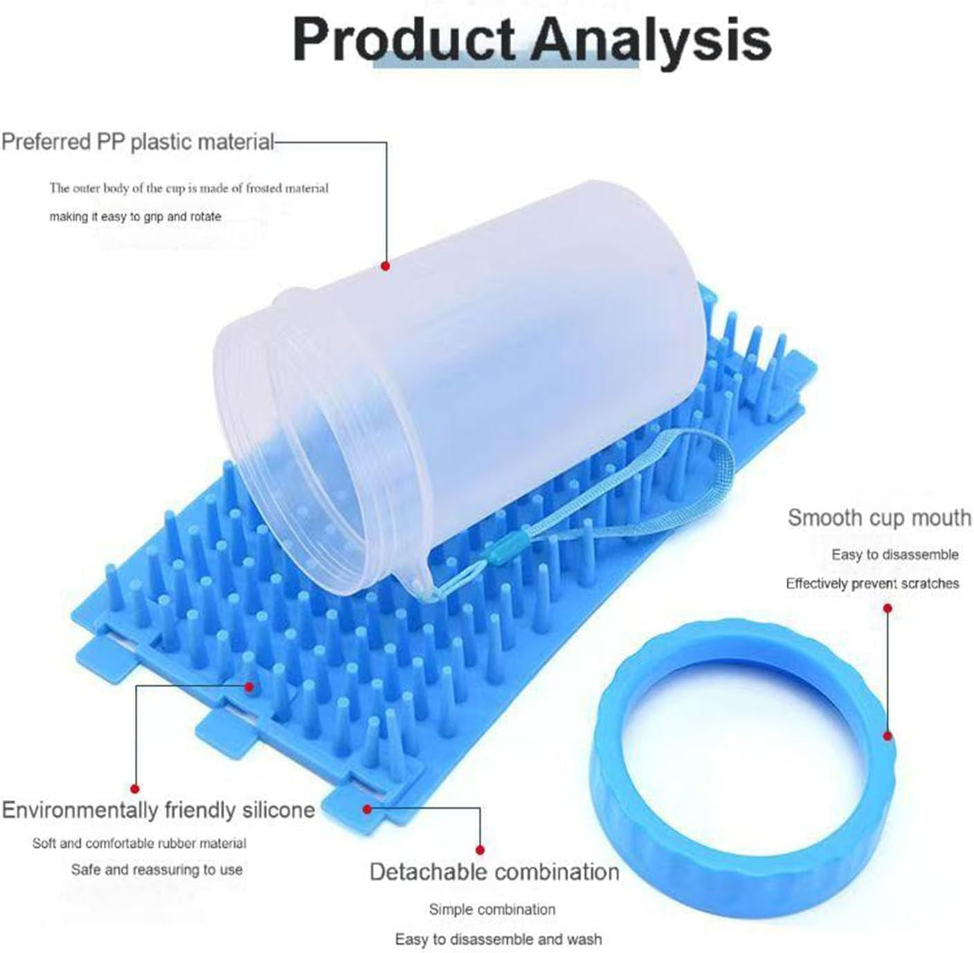Pet Paw Cleaner and Washer - Portable Foot Cleaning Cup for Dogs and Cats of All Breeds (Includes Towel and Brush) - Blue