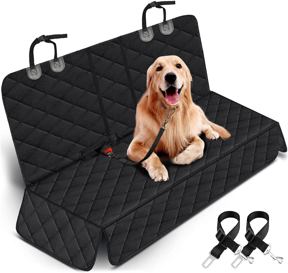 Dog Car Seat Cover, Back Seat Waterproof Bench Cover, Non-Slip, Fits Middle Armrest for Most Cars Suvs Trucks - Black