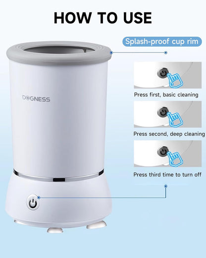 Automatic Electric Dog Paw Cleaner and Massager with Dual Speed, USB Rechargeable Pet Foot Washer for Small to Medium Dogs and Cats (White)