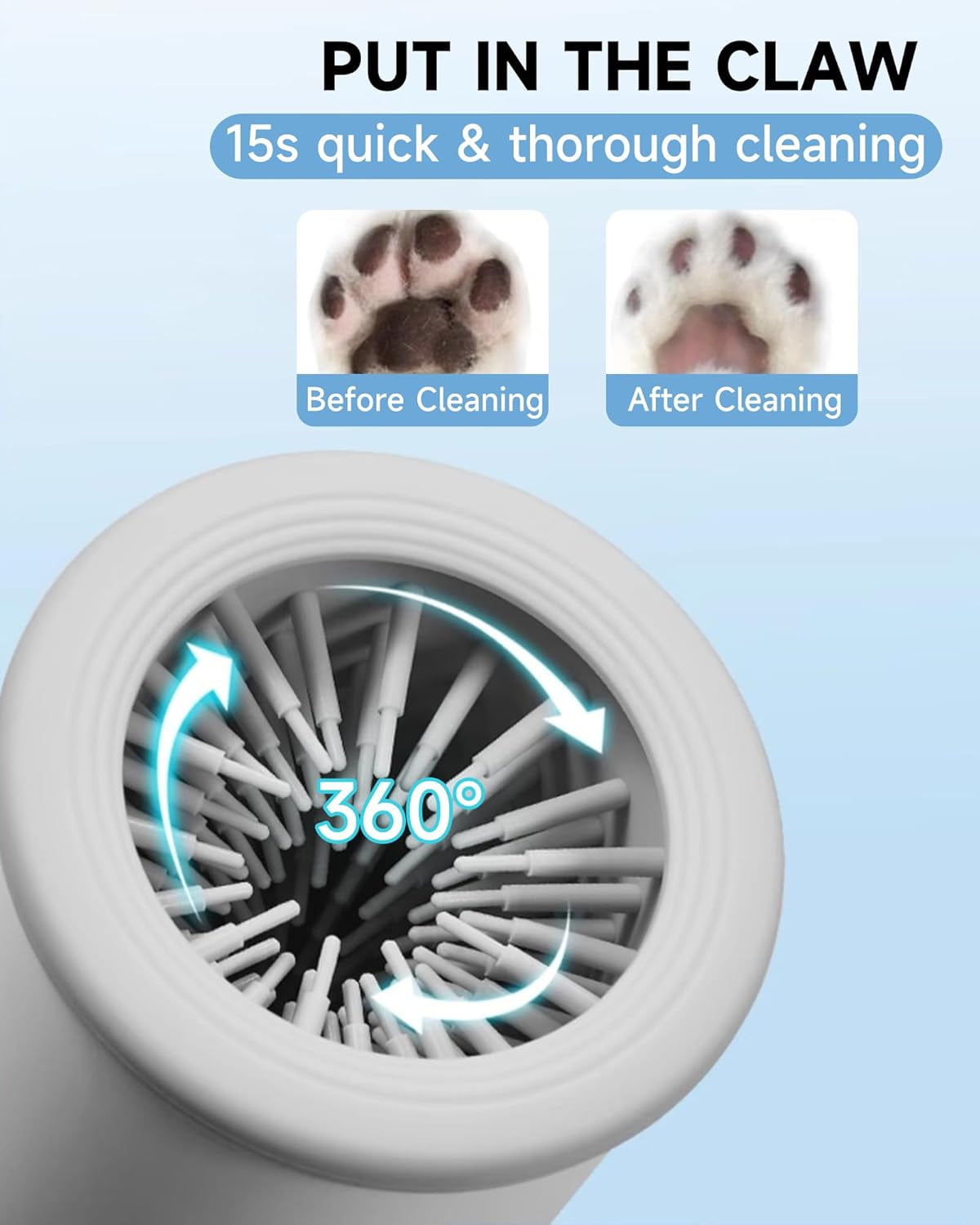 Automatic Electric Dog Paw Cleaner and Massager with Dual Speed, USB Rechargeable Pet Foot Washer for Small to Medium Dogs and Cats (White)